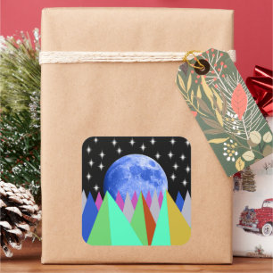 Blue Moon Quadratischer Aufkleber