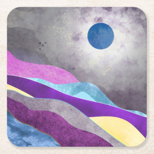 Blue Moon Rechteckiger Pappuntersetzer