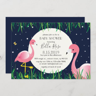 Blue Moon Star Flamingos Baby Duschkarte Mitternac Einladung