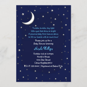 Blue Moon & Stars Celestial Baby Dusche Einladung