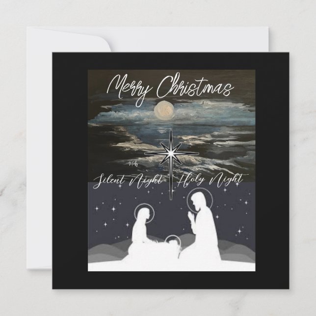 Blue Moon Weihnachten Weihnachten Weihnachtskrippe Dankeskarte (Vorderseite)