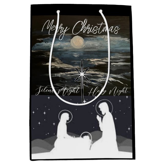 Blue Moon Weihnachten Weihnachtskrippe Mittleres G Mittlere Geschenktüte (Vorderseite)