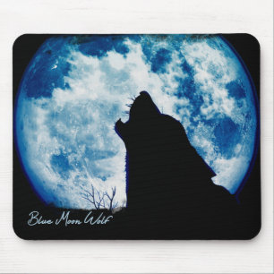 Blue Moon Wolf Mouse Pad Mousepad