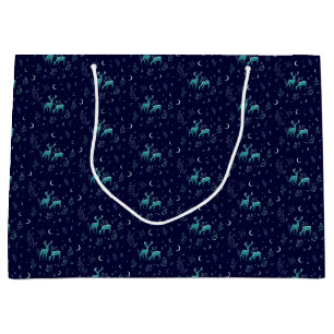 Blue Moonlit Deer Gift Bag Große Geschenktüte