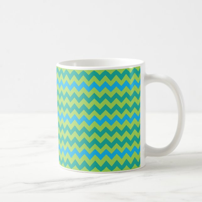 Blue Moons Zickzack Pattern Green Blue Tasse (Rechts)