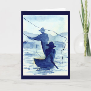 Blue Morning Fishing Greeting Card or Note Cards Karte