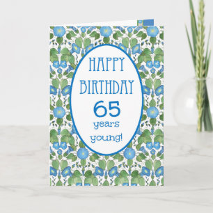 Blue Morning Glory, Hübsche 65. Geburtstagskarte Karte