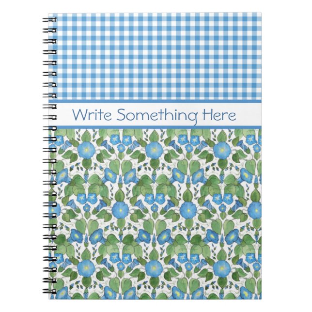 Blue Morning Glory, Karo Gingham Spiral Notebook Notizblock (Vorderseite)