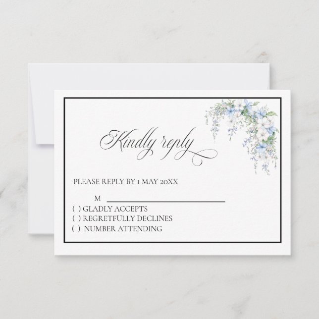 Blue Morning Glory RSVP card (Vorderseite)