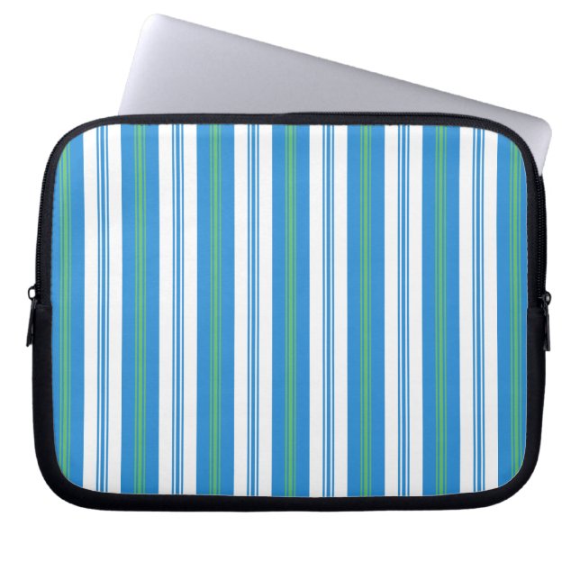 Blue Morning Glory Strip Neopren Laptop-Sieb Laptopschutzhülle (Vorderseite)
