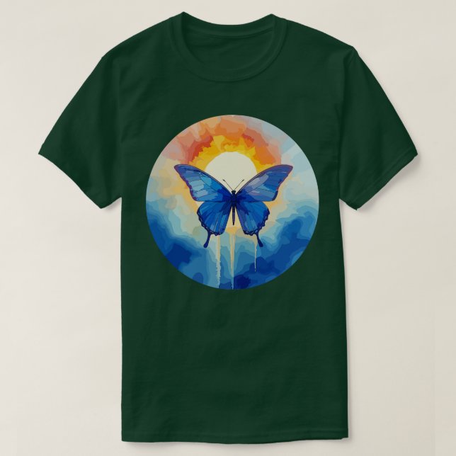 Blue Morpho Butterfly 28 T-Shirt (Design vorne)