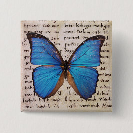 Blue Morpho Butterfly auf der Buchseite Button