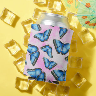 Blue Morpho Butterfly auf Pink Clouds Illustration Dosenkühler