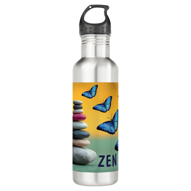 Blue Morpho Butterfly Monogram Name Letter Edelstahlflasche (Vorderseite)