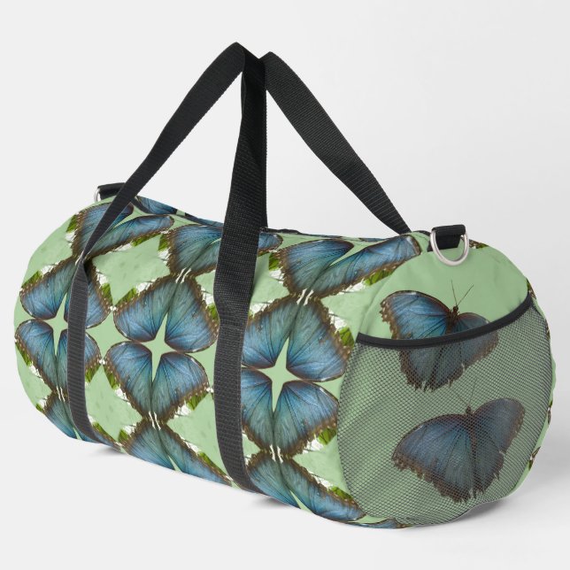 Blue Morpho Butterfly Muster Duffle Bag (Rechte Ecke)