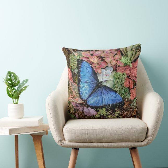 Blue Morpho Butterfly Natur Kissen (Stuhl )