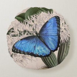 Blue Morpho Butterfly Natur Rundes Kissen