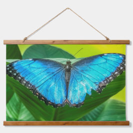 Blue Morpho Butterfly Natur Wandteppich Mit Holzrahmen
