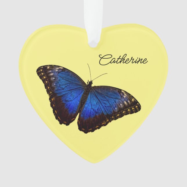 Blue Morpho Butterfly personalisierter Urlaub Ornament (Vorderseite)