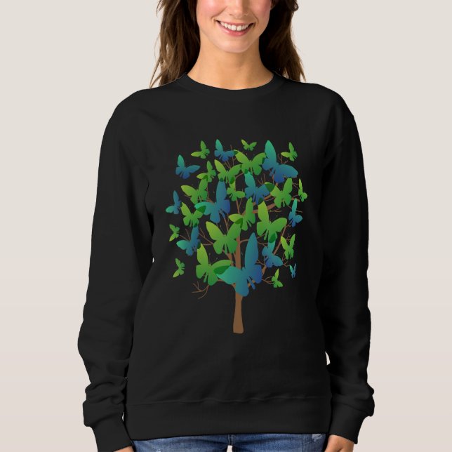 Blue Morpho Butterfly Swarm Lepidoptera Entomology Sweatshirt (Vorderseite)