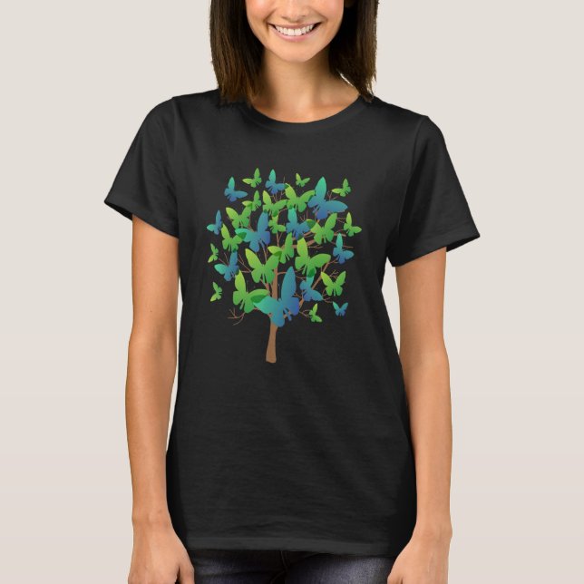Blue Morpho Butterfly Swarm Lepidoptera Entomology T-Shirt (Vorderseite)