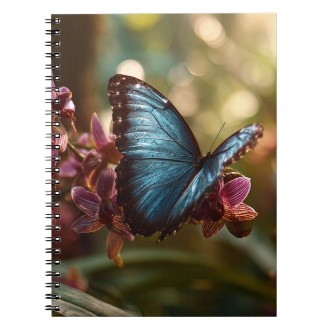 Blue Morpho Orchid Glow Notebook Notizblock (Vorderseite)