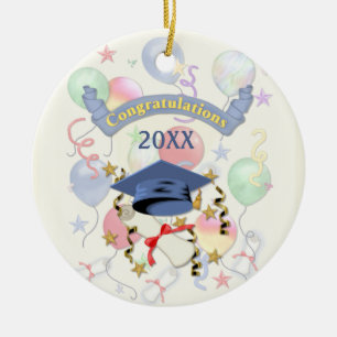 Blue Mortar und Diploma Abschluss Keramikornament