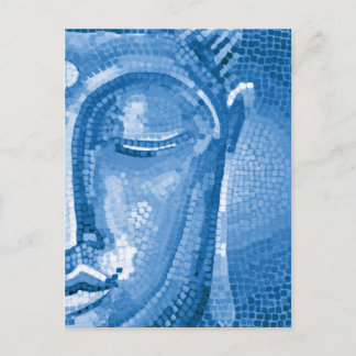 Blue Mosaic Buddha Face Postkarte