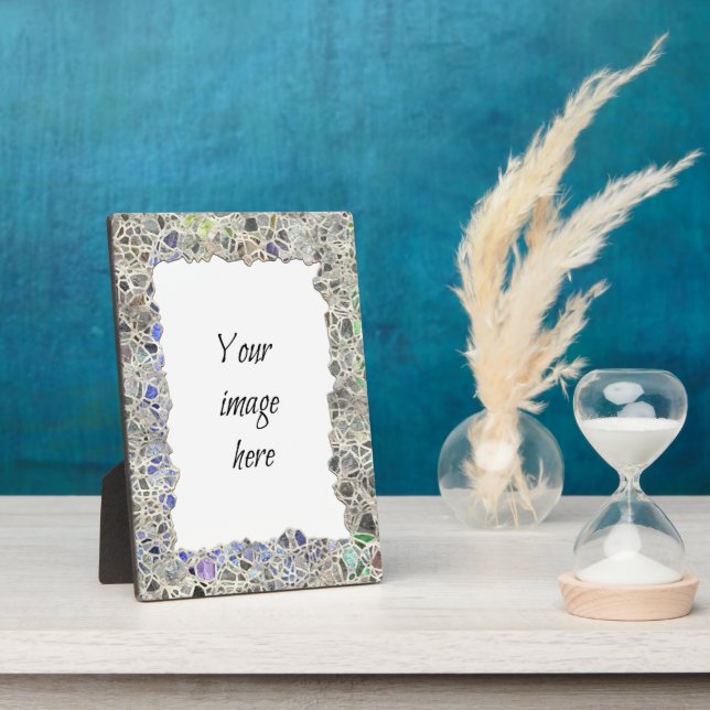 Blue Mosaic Frame Fotoplatte (Seite)