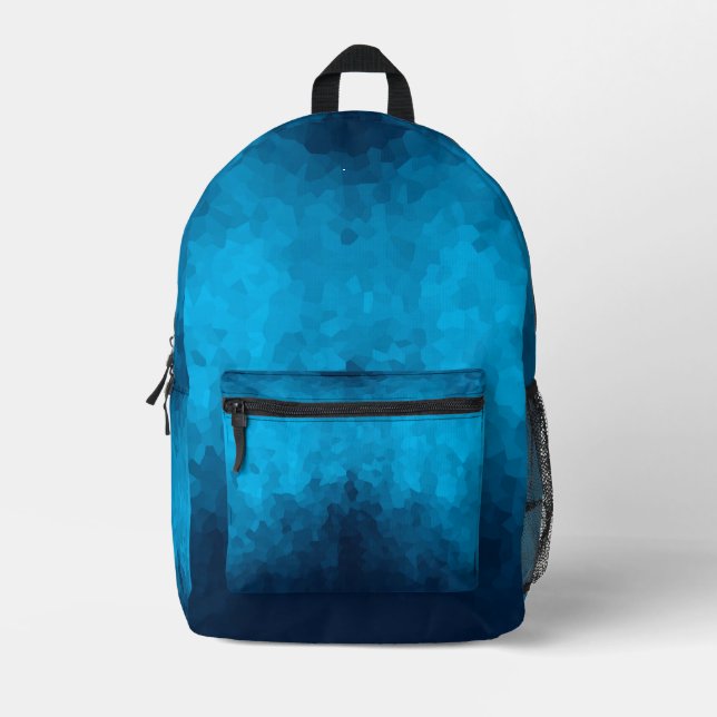Blue Mosaic Geometric Pattern Bedruckter Rucksack (Vorderseite)
