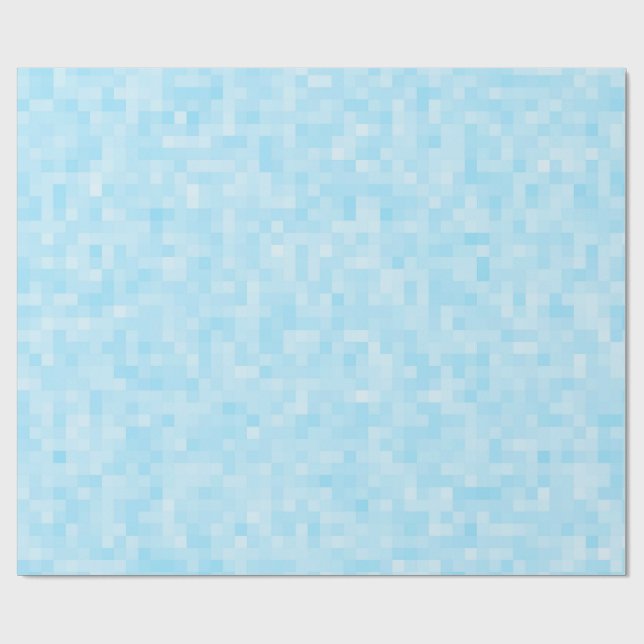 Blue Mosaic Pixel Geschenkpapier (Flach)