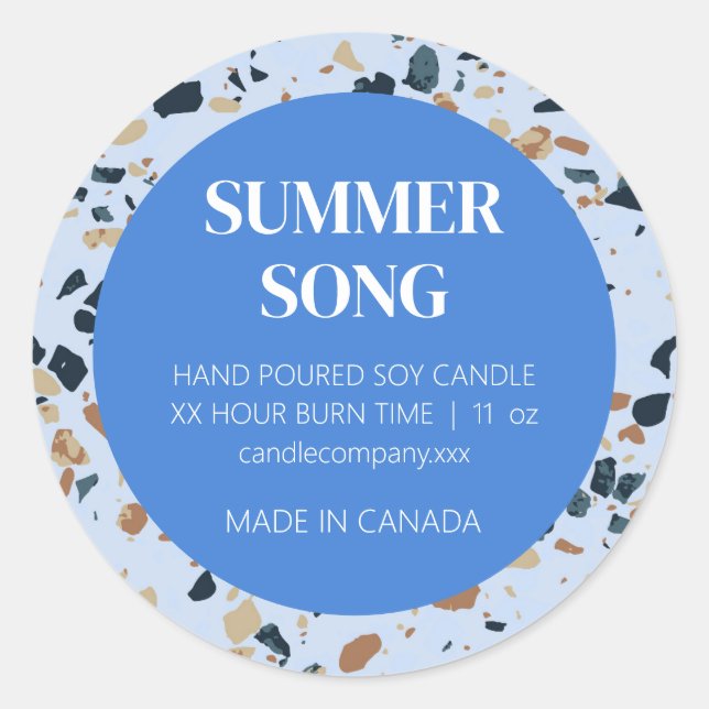 Blue Mosaic Product Candle Label Runder Aufkleber (Vorderseite)