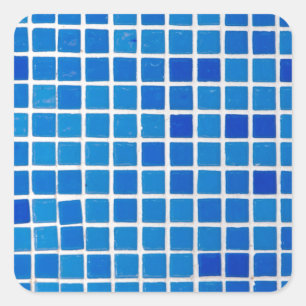 Blue Mosaic Tile Quadratischer Aufkleber