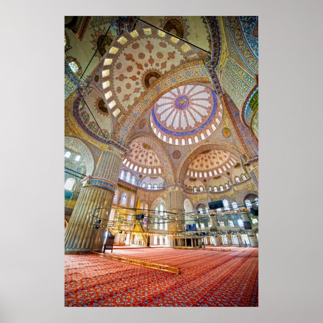 Blue Moschee Interior in Istanbul Poster (Vorne)