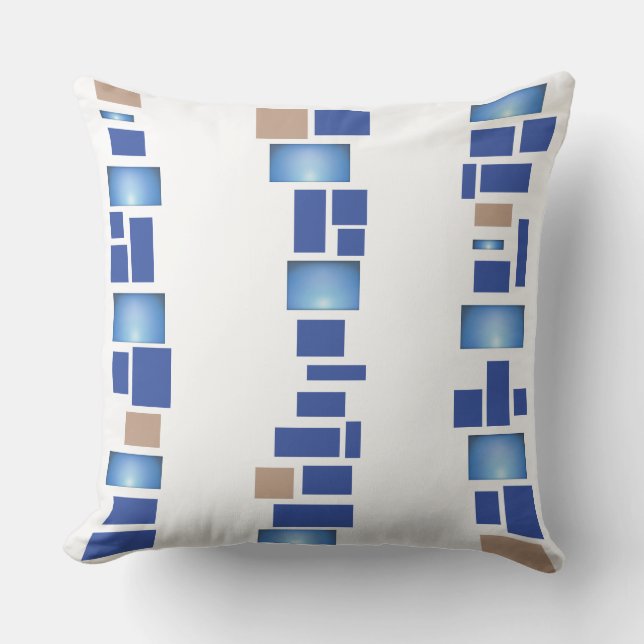 BLUE MOSIAC TILES DESIGN Retro Throw Kissen (Vorderseite)