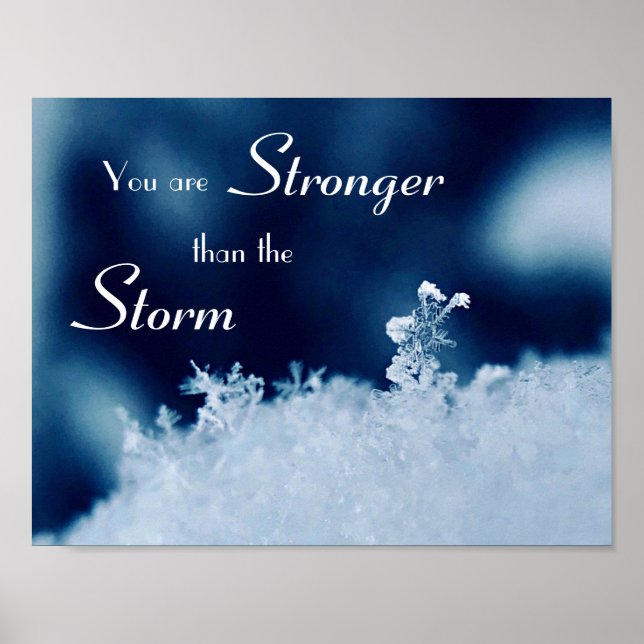 Blue Motivierend Stronger Snowflake Storch Poster (Vorne)