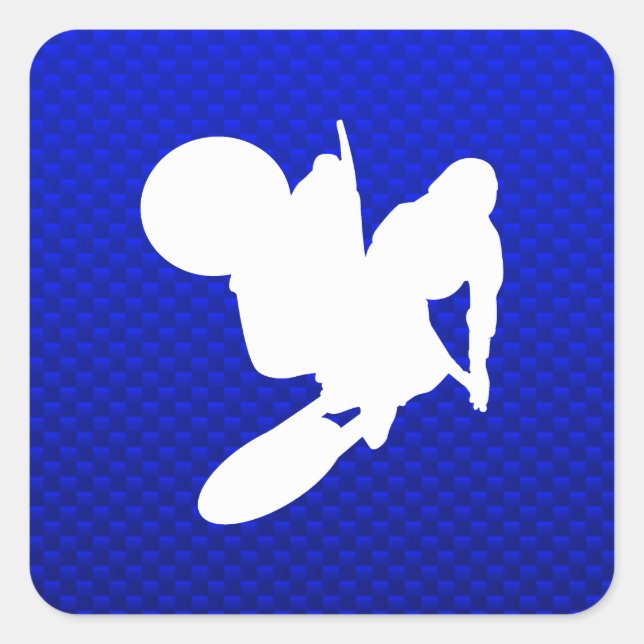 Blue Motocross Whip Quadratischer Aufkleber (Vorderseite)