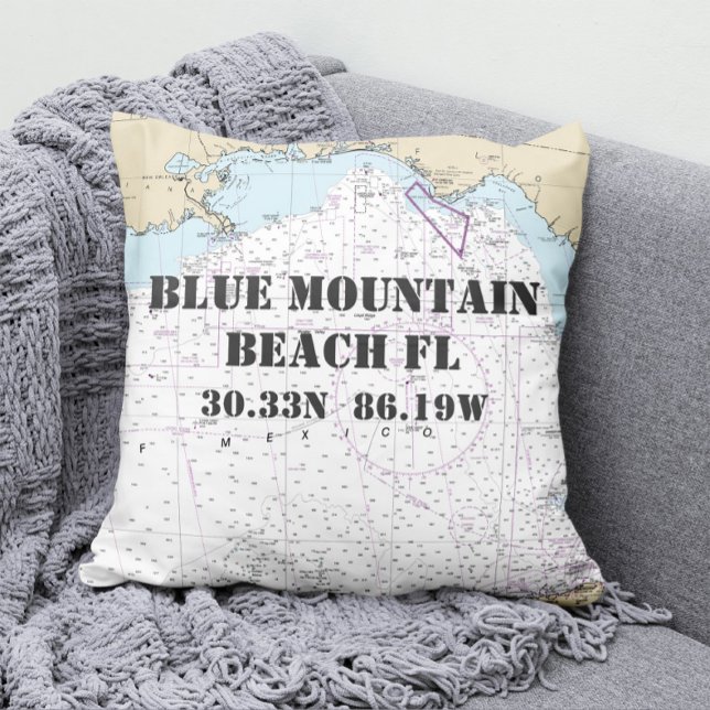 Blue Mountain Beach FL Nautical Chart CUSTOM-Beste Kissen (Von Creator hochgeladen)