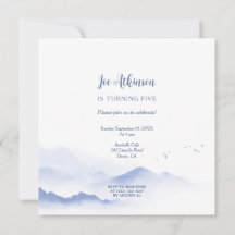 Blue mountain - invitation d'anniversaire neutre