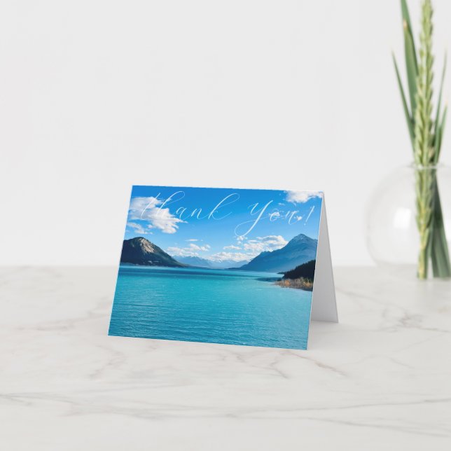 Blue Mountain Lake Photo Folded Thank You Card Dankeskarte (Vorderseite)