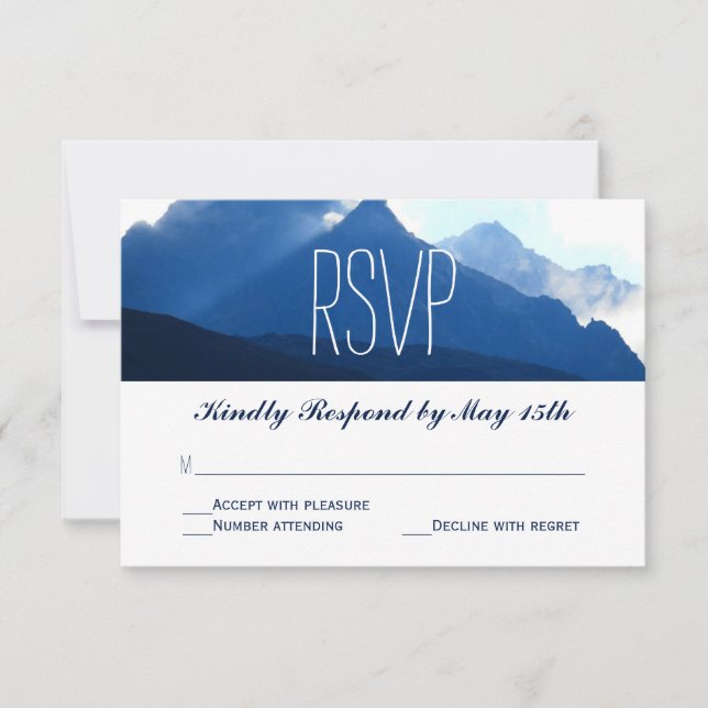 Blue Mountain Range Silhouette Wedding RSVP Cards Karte (Vorderseite)