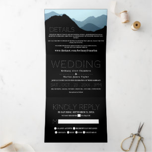 Blue Mountain Range Wedding Suite Dreifach Gefaltete Einladung