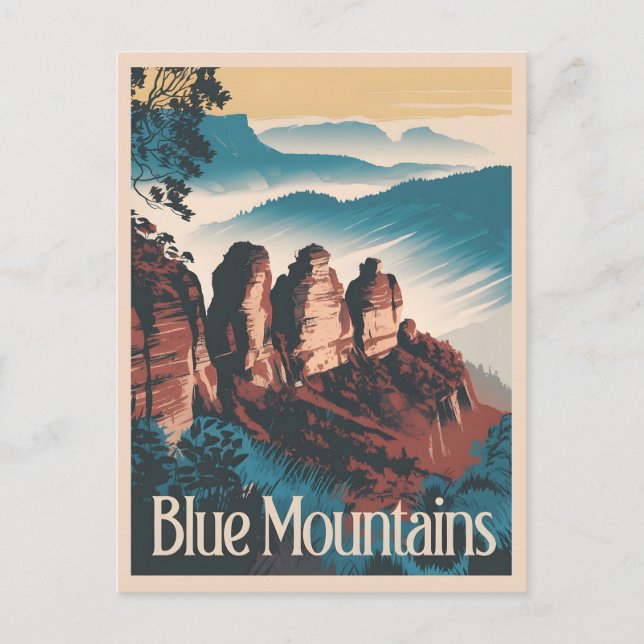 Blue Mountains Australien Vintag Postkarte (Vorderseite)