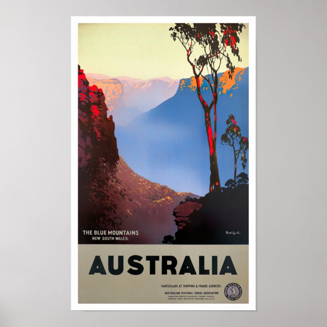 Blue Mountains Australien Vintage Reise Poster (Vorne)