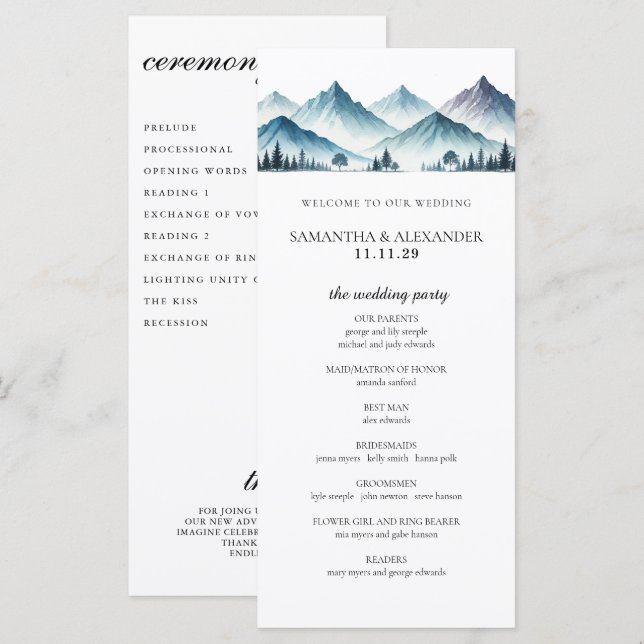 Blue Mountains Ceremony Program (Vorne/Hinten)