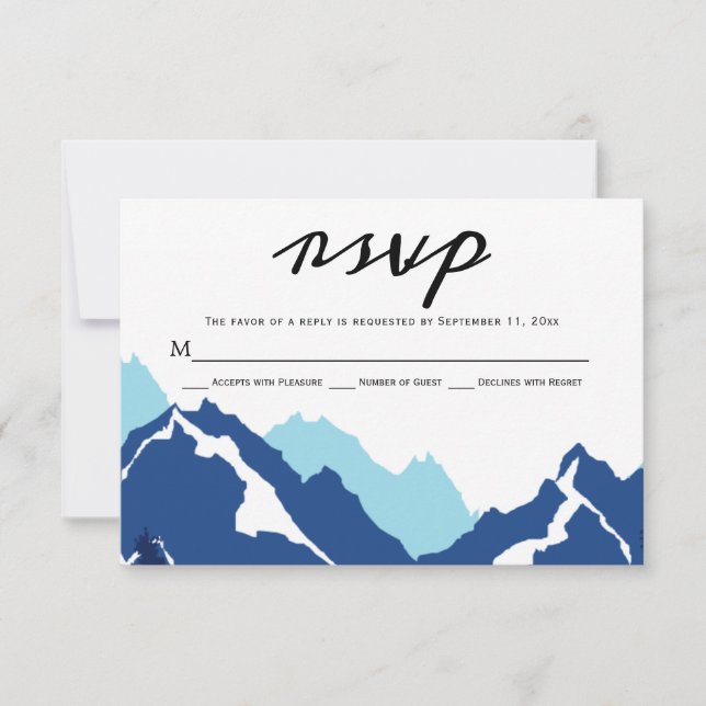 Blue Mountains Hochzeit RSVP Antwortkarte (Vorderseite)