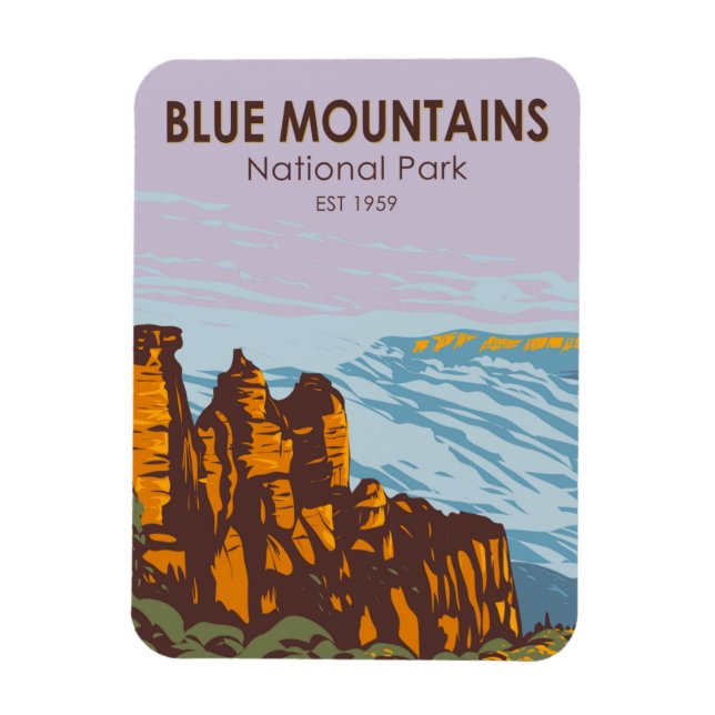Blue Mountains Nationalpark Australien Vintag Magnet (Vertikal)