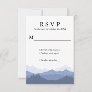 Blue Mountains Rustic Wedding RSVP Card Karte