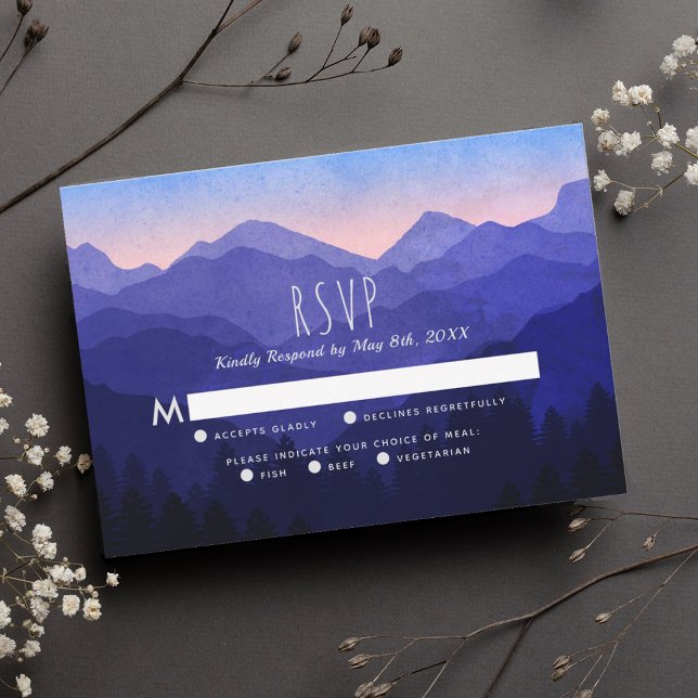 Blue Mountains Wedding RSVP Card Karte (Von Creator hochgeladen)