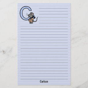 Blue Mouse Mit Monogramm "C" Lined Briefpapier